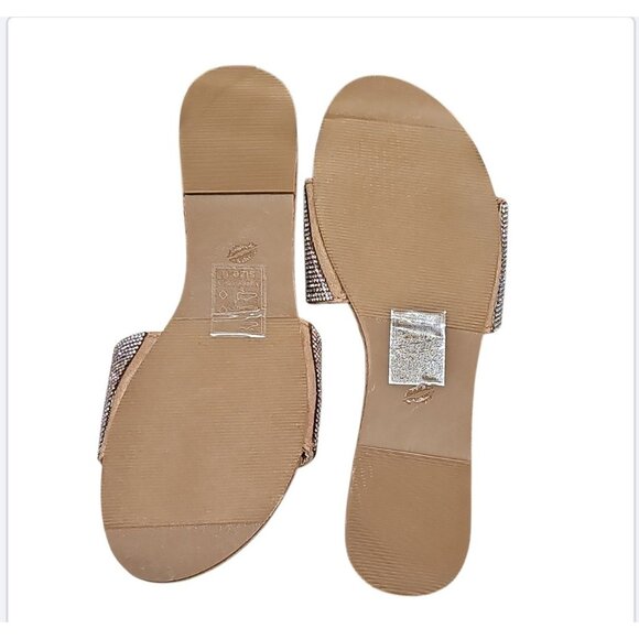 Rhinestone Embellished Slide Sandals Womens Sparkling Flat Slip-On Shoes - Picture 4 of 7